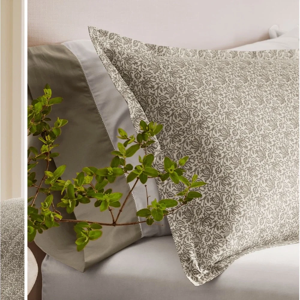 Boll & Branch Signature Hemmed Duvet Cover Set Cotton Bloom White Beige Oak